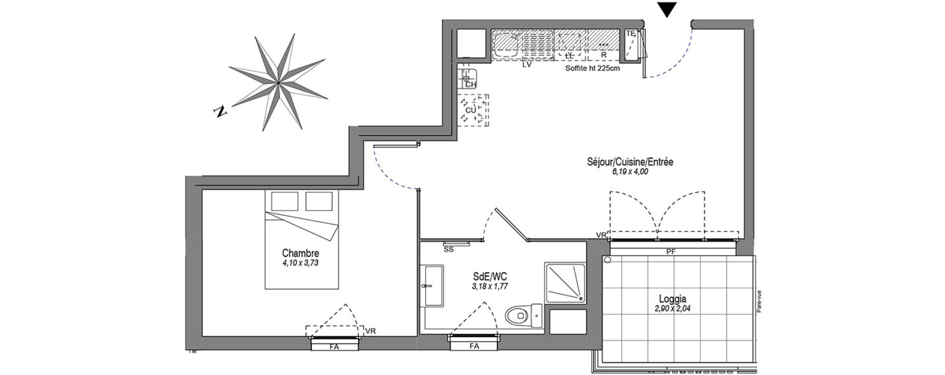 Appartement T2 de 40,17 m2 &agrave; Villeurbanne Buers - croix-luizet