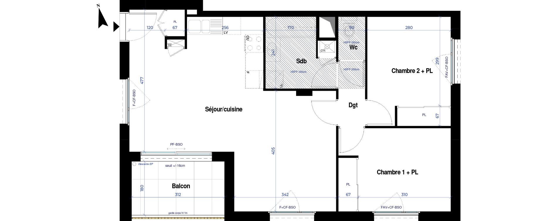 Appartement T3 de 61,38 m2 &agrave; Villeurbanne Ferrandi&egrave;re - maisons-neuves
