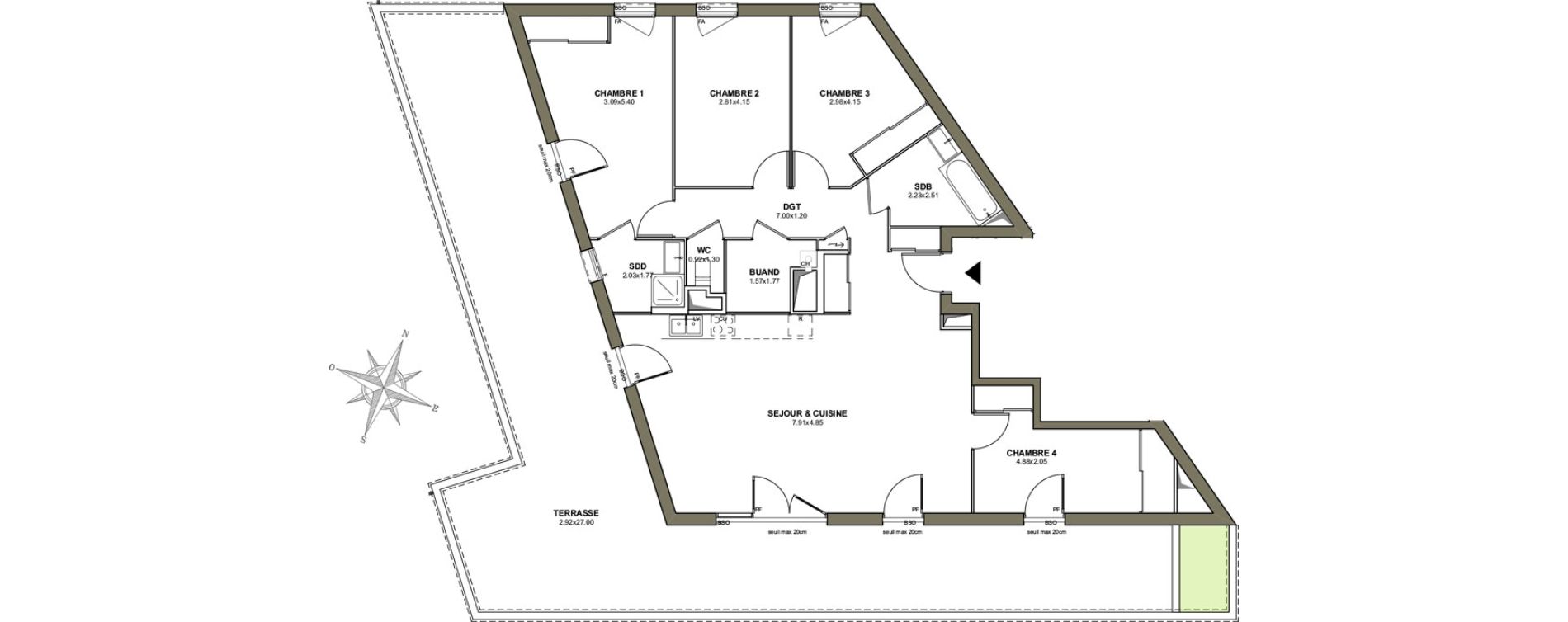 Appartement T5 de 112,47 m2 &agrave; Villeurbanne Les poulettes