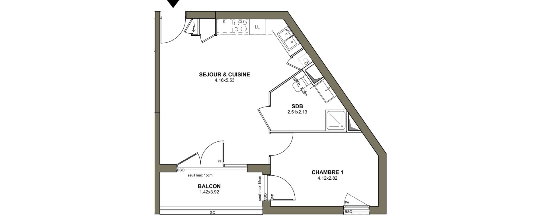 Appartement T2 de 42,06 m2 &agrave; Villeurbanne Les poulettes