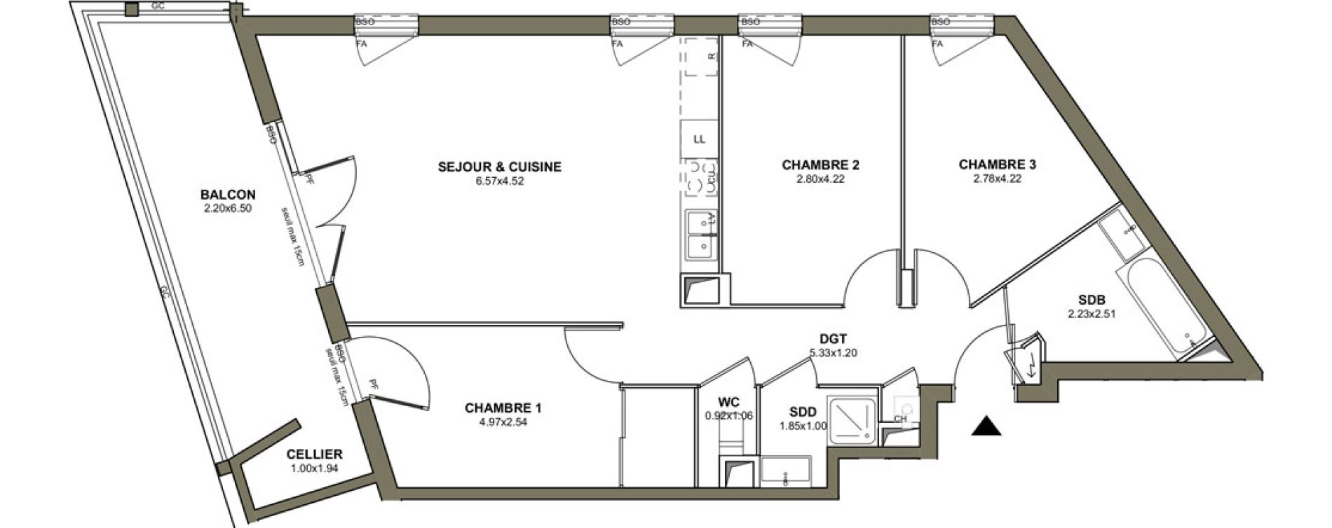 Appartement T4 de 78,53 m2 &agrave; Villeurbanne Les poulettes