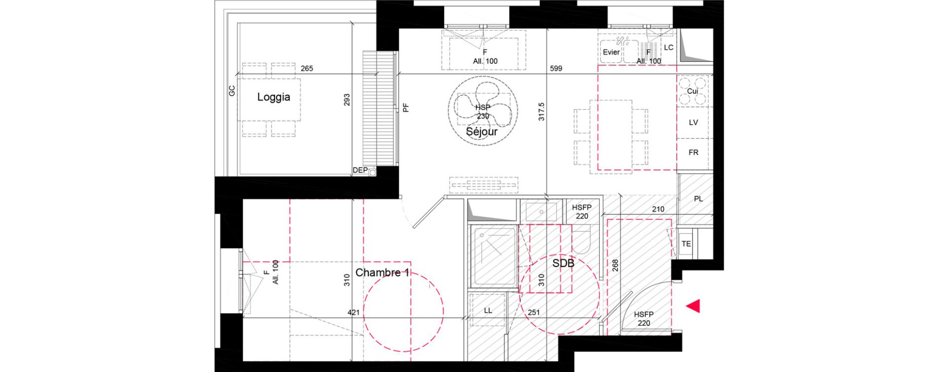 Appartement T2 de 42,30 m2 &agrave; Villeurbanne Grandcl&eacute;ment