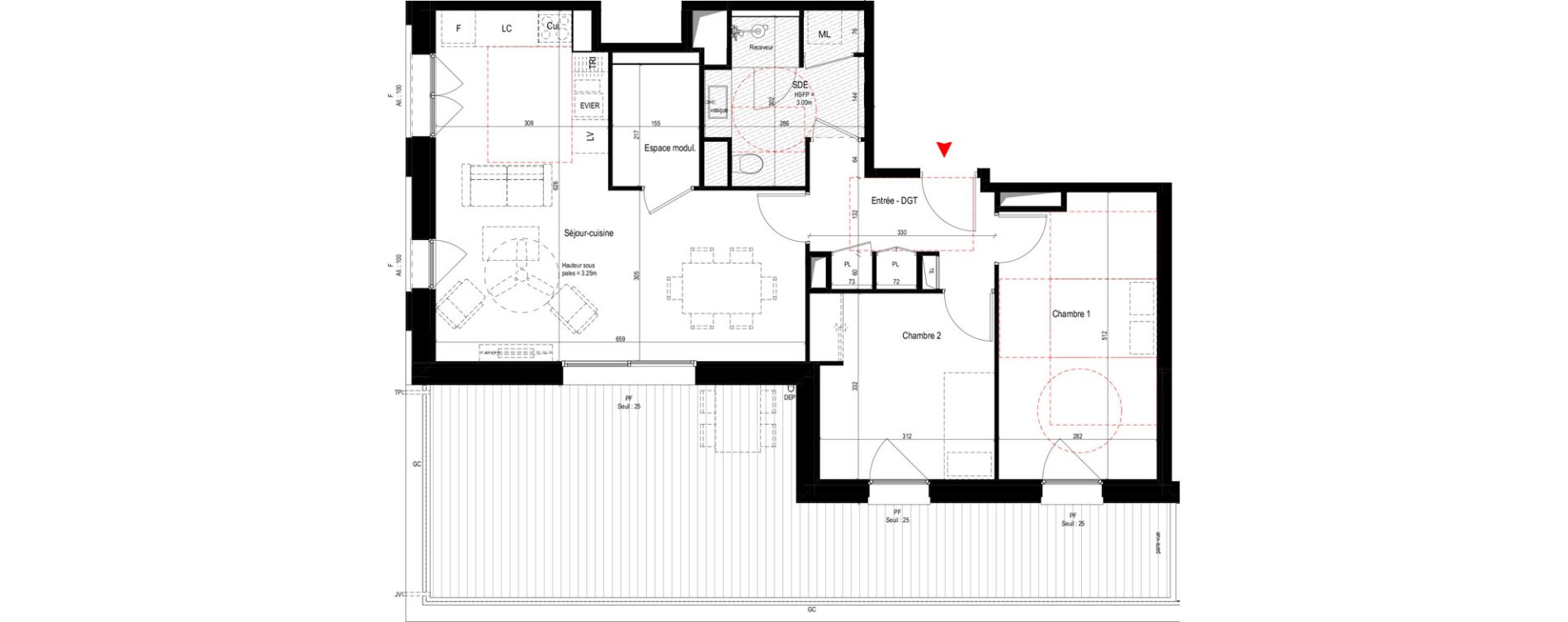 Appartement T3 de 71,30 m2 &agrave; Villeurbanne Grandcl&eacute;ment