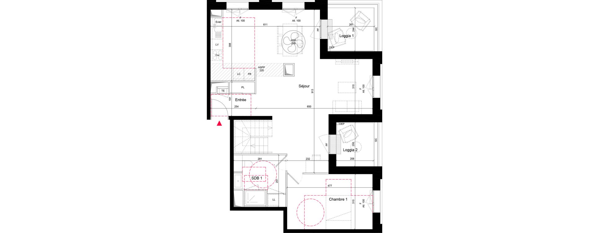 Duplex T5 de 143,30 m2 &agrave; Villeurbanne Grandcl&eacute;ment