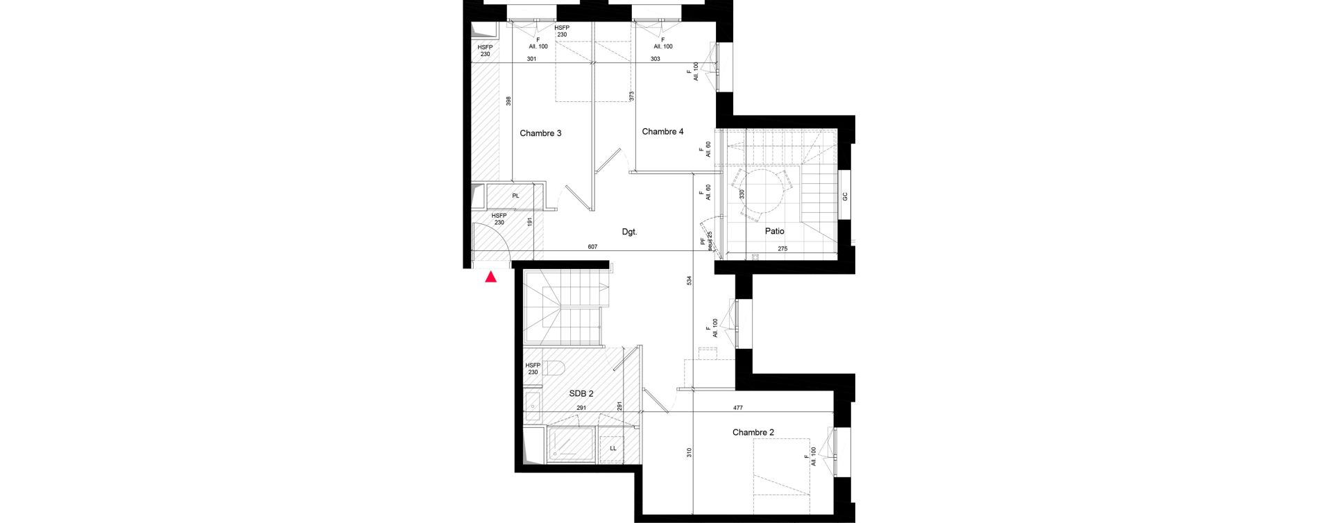 Duplex T5 de 143,30 m2 &agrave; Villeurbanne Grandcl&eacute;ment