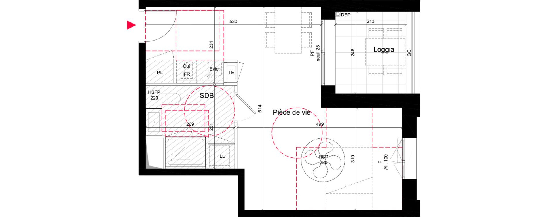 Appartement T1 de 35,00 m2 &agrave; Villeurbanne Grandcl&eacute;ment