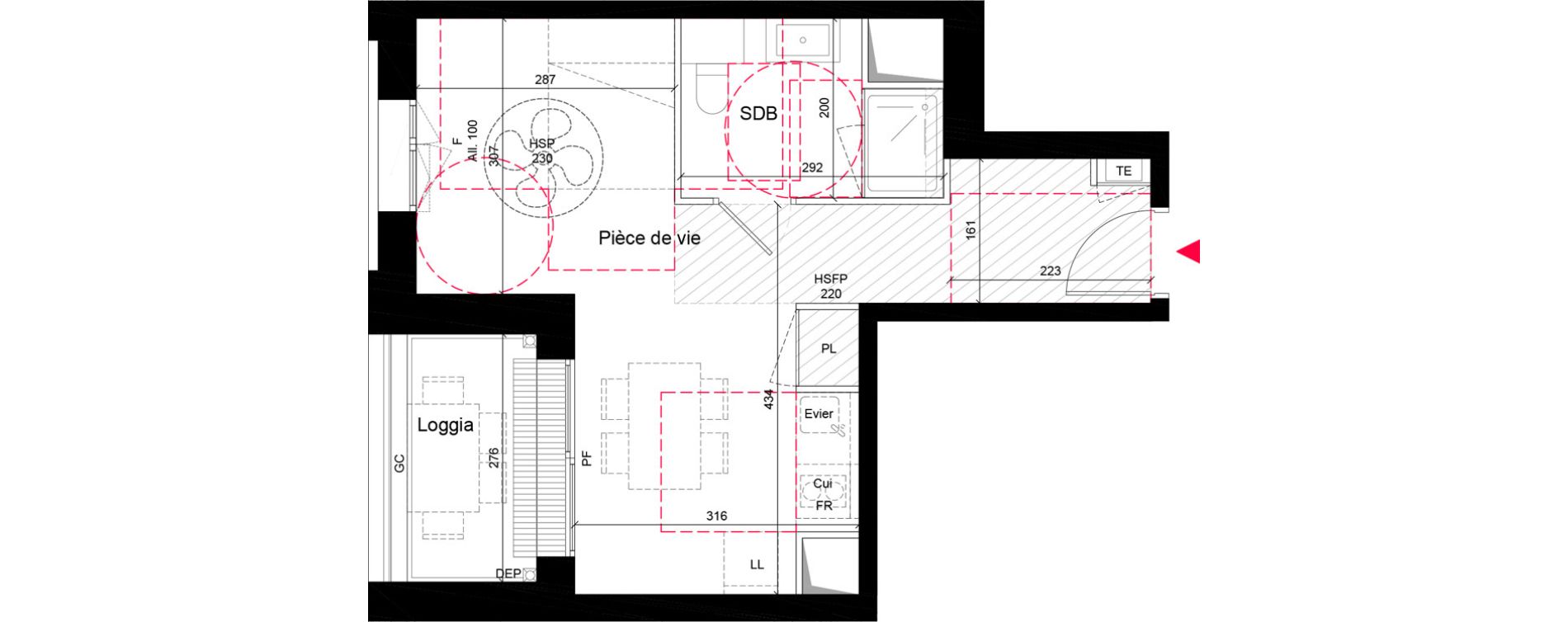 Appartement T1 de 30,50 m2 &agrave; Villeurbanne Grandcl&eacute;ment