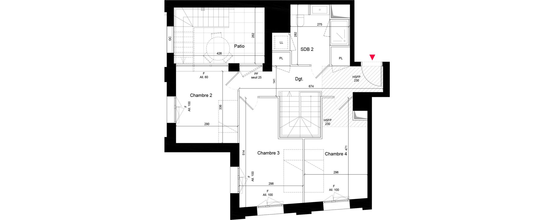 Duplex T5 de 117,40 m2 &agrave; Villeurbanne Grandcl&eacute;ment