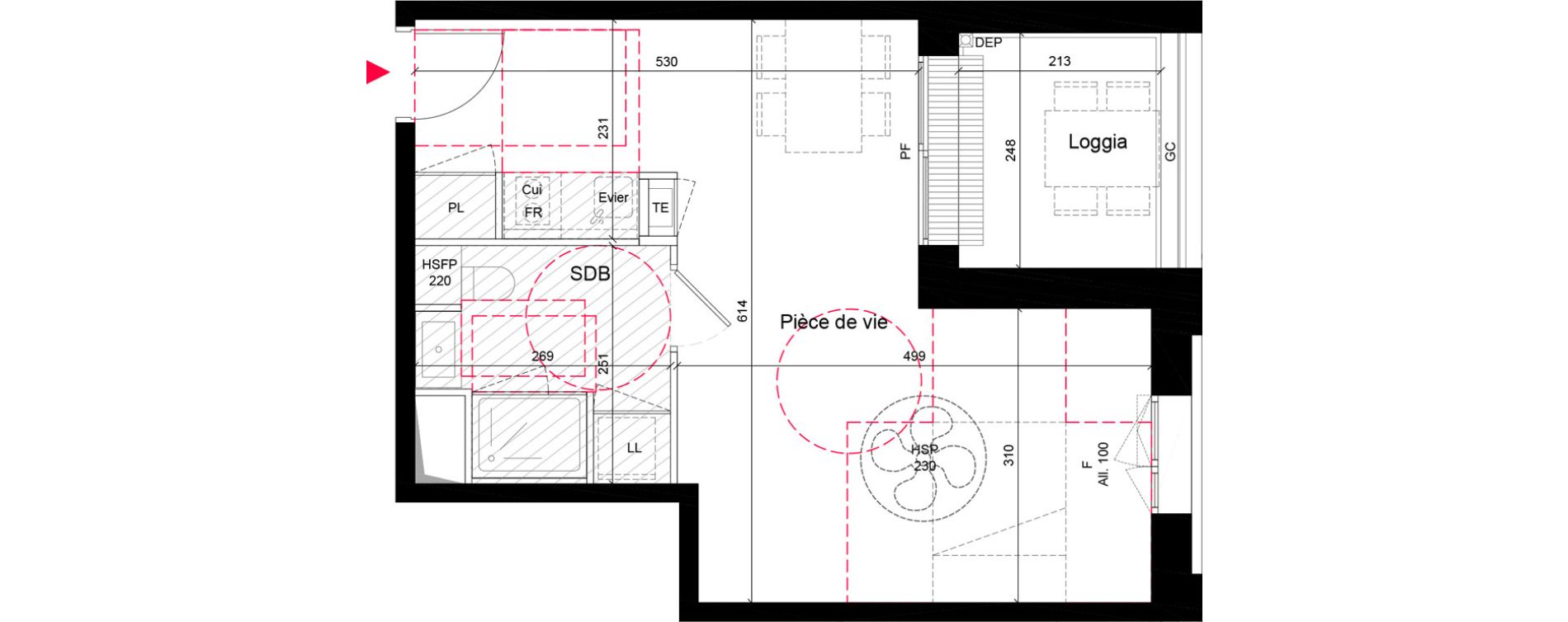 Appartement T1 de 35,00 m2 &agrave; Villeurbanne Grandcl&eacute;ment