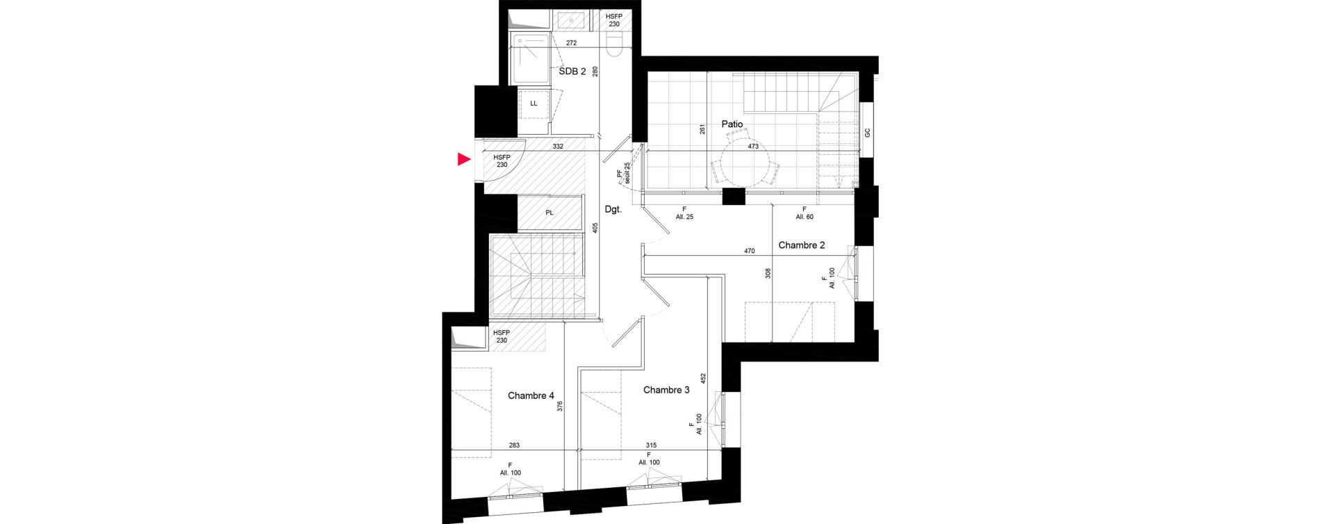 Duplex T5 de 118,60 m2 &agrave; Villeurbanne Grandcl&eacute;ment