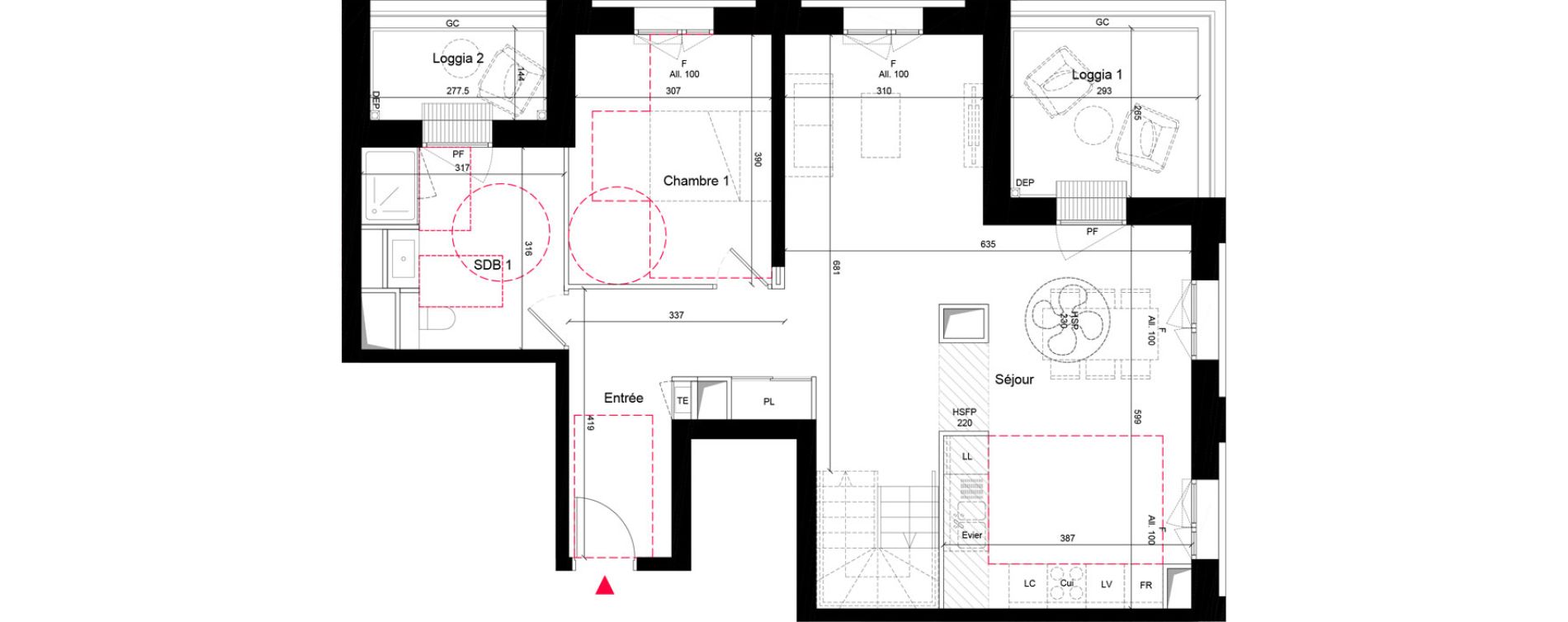 Duplex T5 de 131,40 m2 &agrave; Villeurbanne Grandcl&eacute;ment