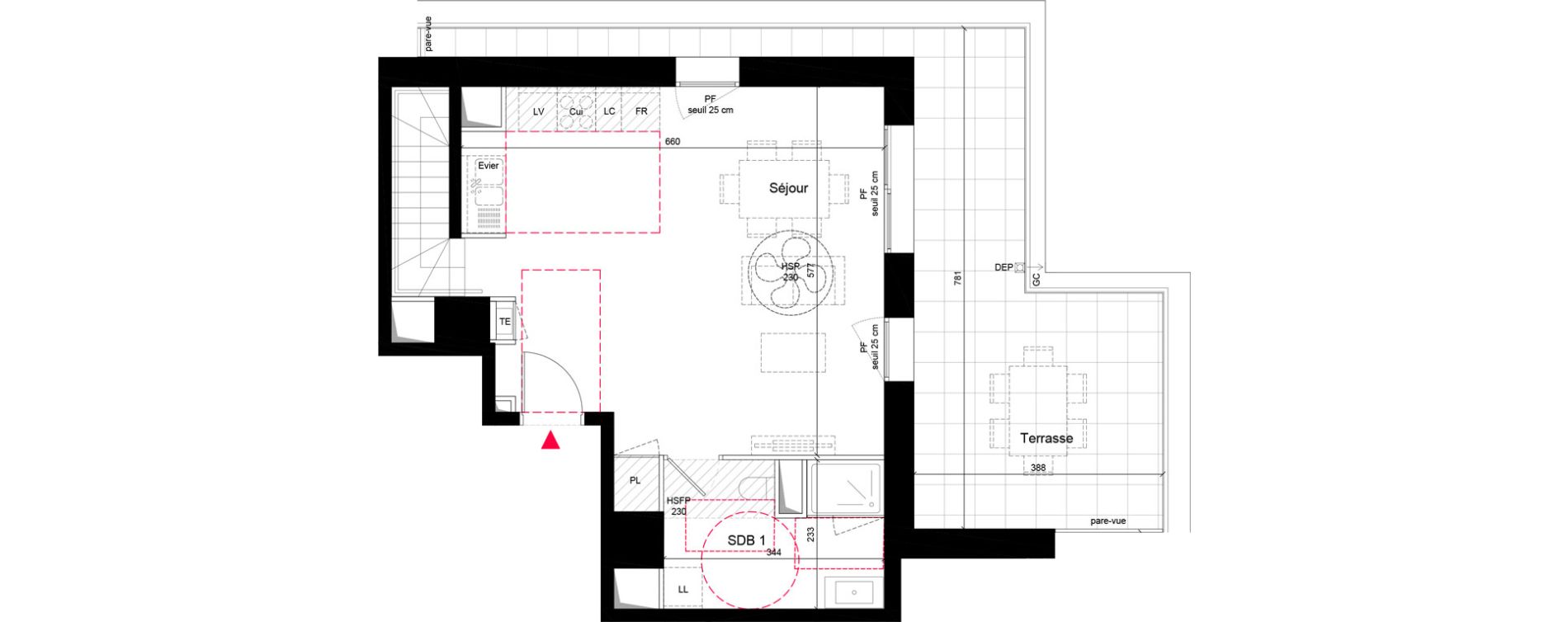 Duplex T3 de 87,10 m2 &agrave; Villeurbanne Grandcl&eacute;ment