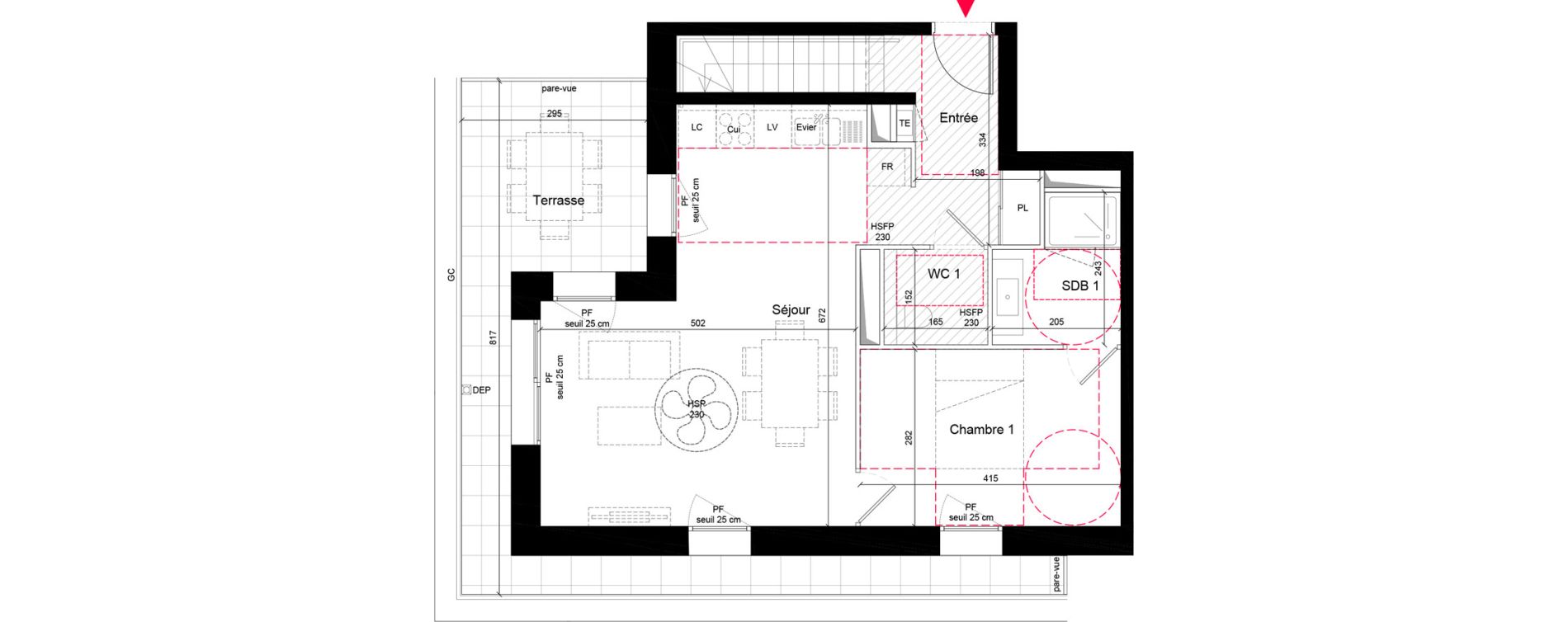 Duplex T5 de 105,00 m2 &agrave; Villeurbanne Grandcl&eacute;ment