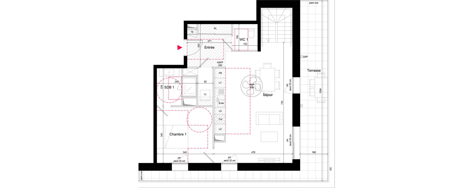 Duplex T5 de 114,90 m2 &agrave; Villeurbanne Grandcl&eacute;ment