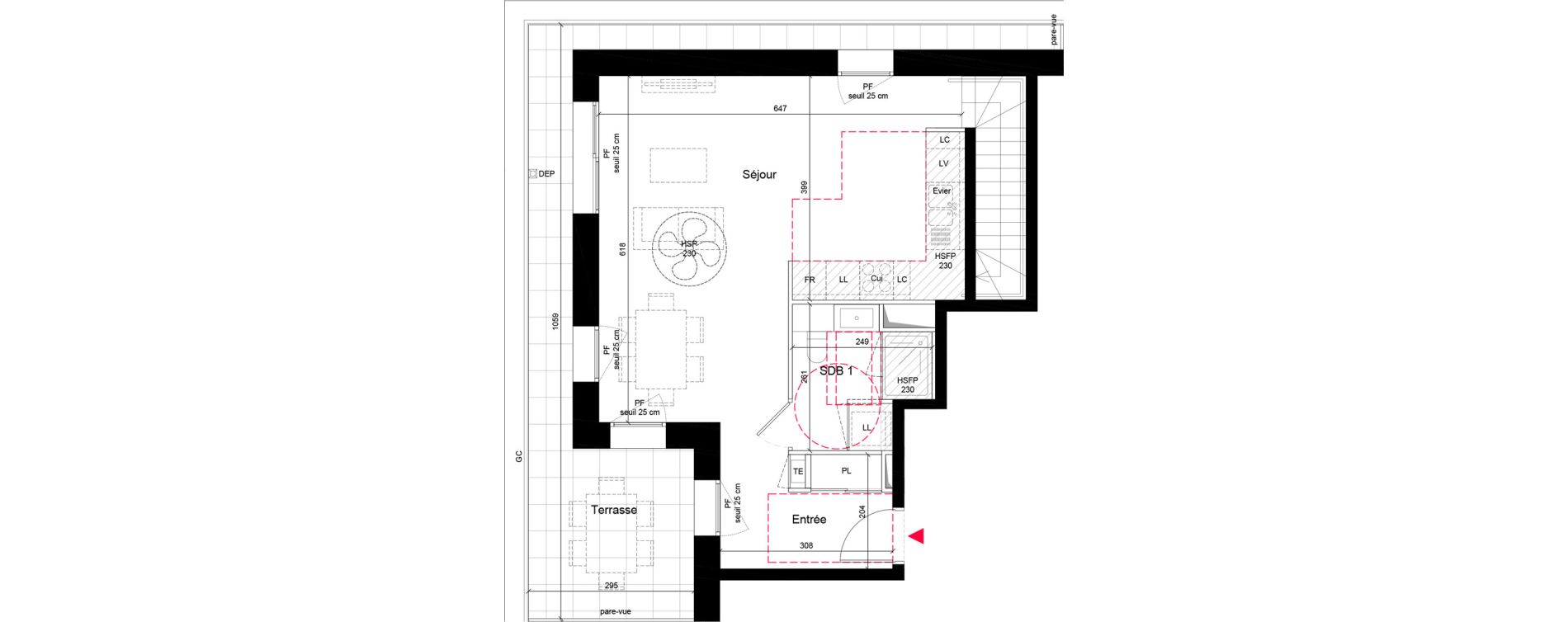 Duplex T4 de 91,00 m2 &agrave; Villeurbanne Grandcl&eacute;ment