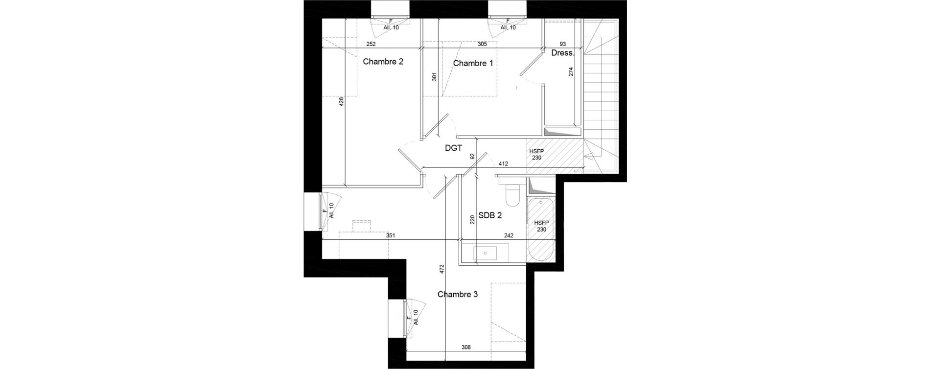 Duplex T4 de 91,00 m2 &agrave; Villeurbanne Grandcl&eacute;ment