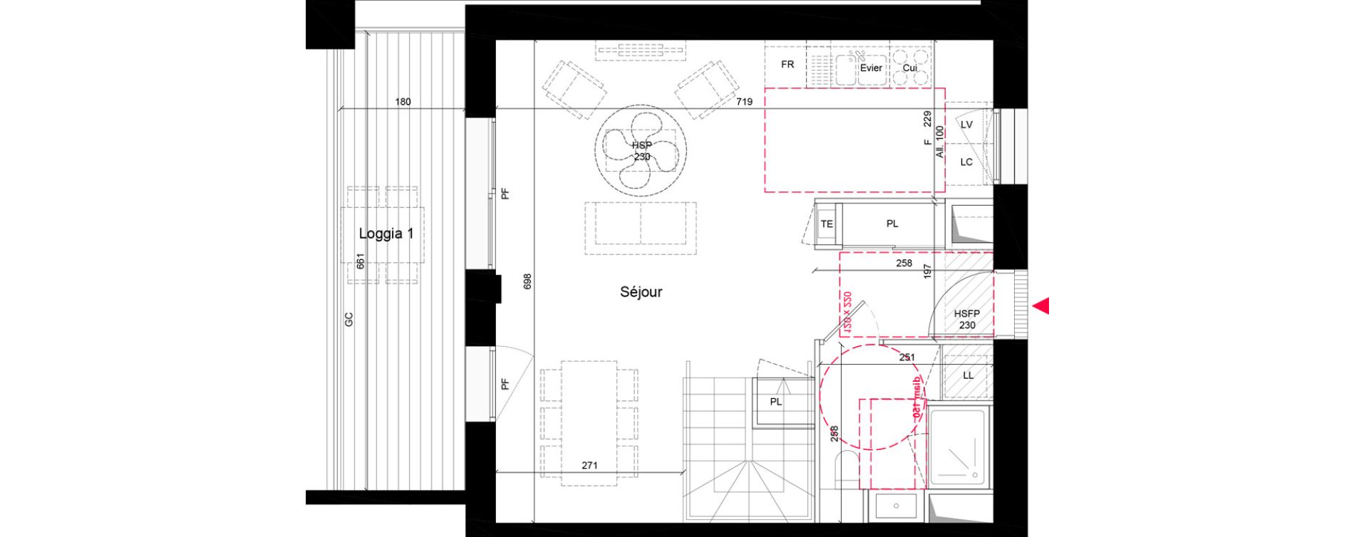 Duplex T4 de 88,40 m2 &agrave; Villeurbanne Grandcl&eacute;ment