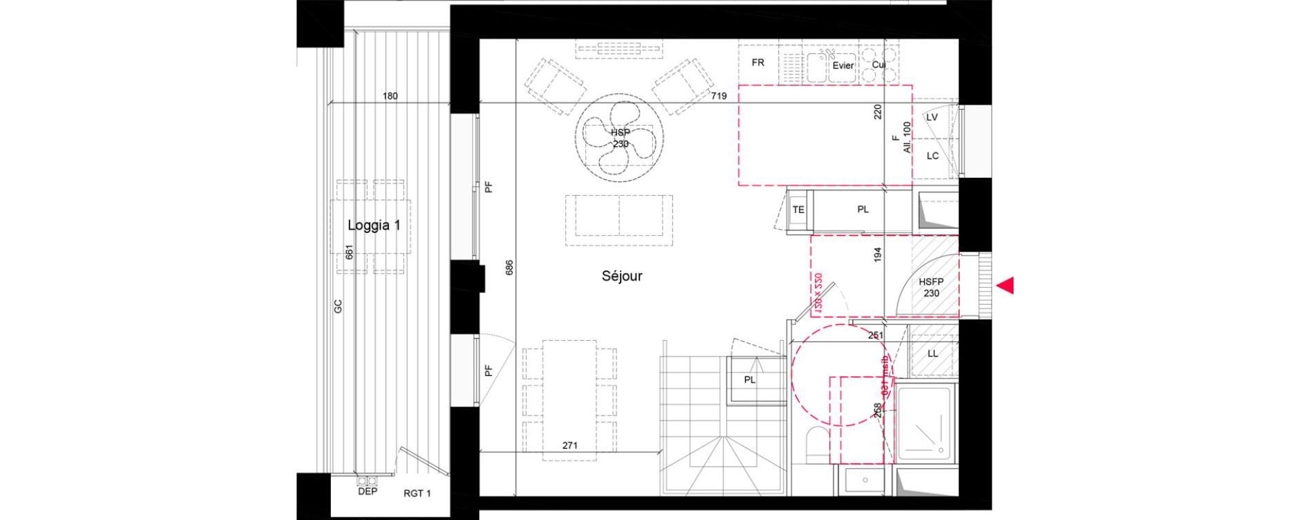 Duplex T4 de 86,80 m2 &agrave; Villeurbanne Grandcl&eacute;ment