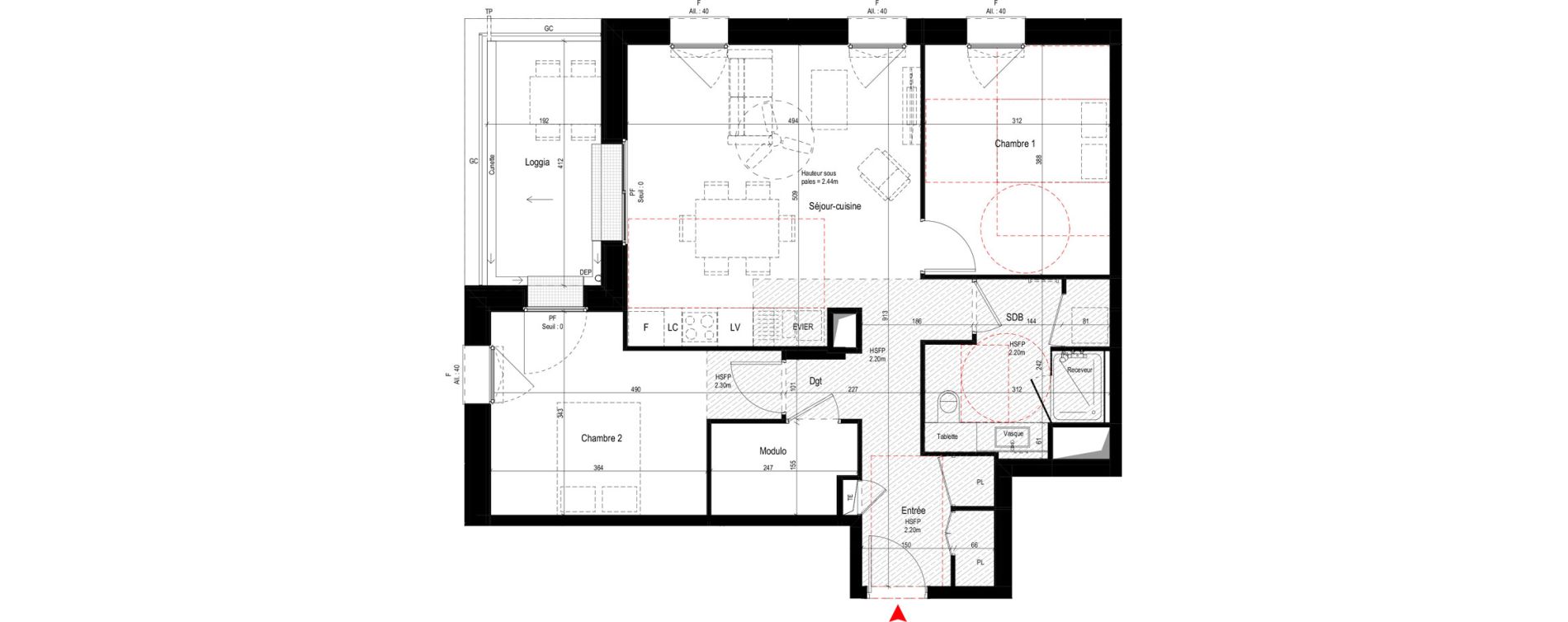 Appartement T3 de 69,80 m2 &agrave; Villeurbanne Grandcl&eacute;ment