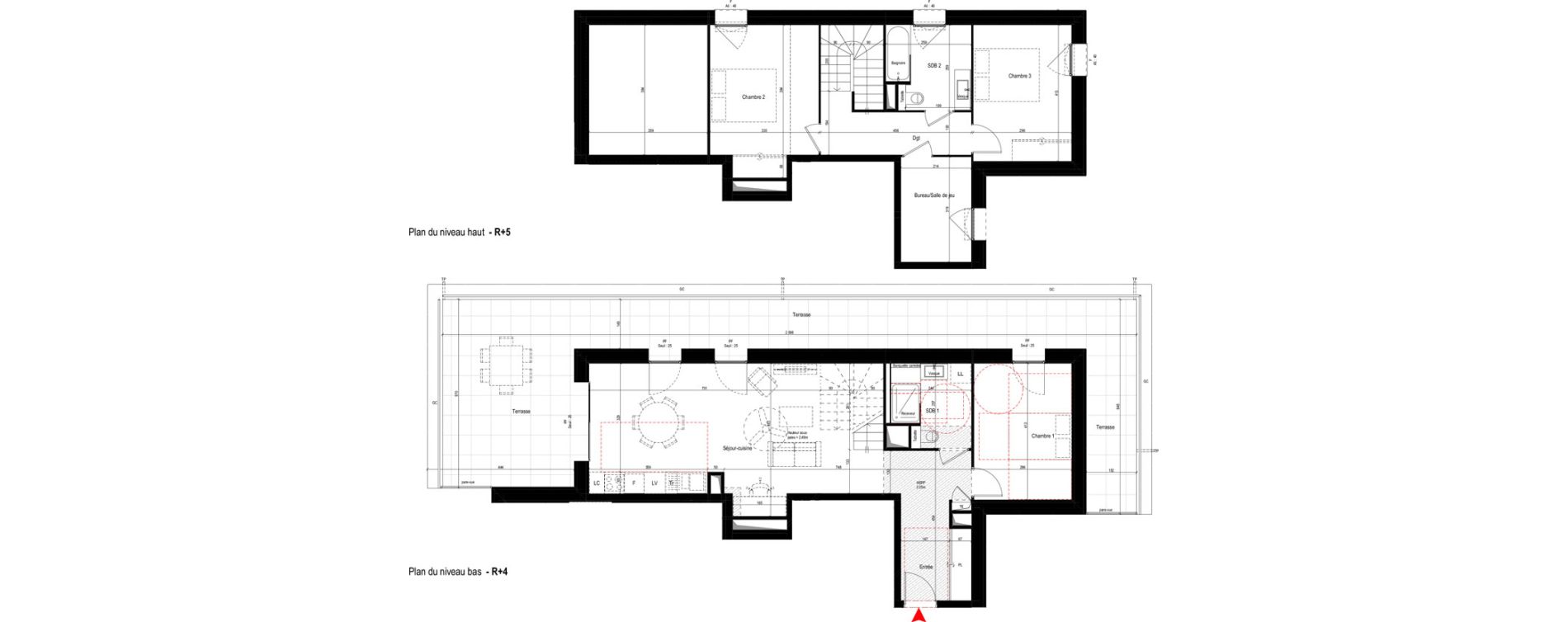 Duplex T4 de 106,50 m2 &agrave; Villeurbanne Grandcl&eacute;ment