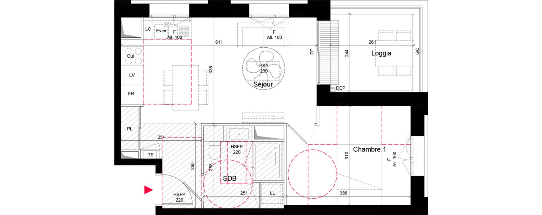 Appartement T2 de 41,20 m2 &agrave; Villeurbanne Grandcl&eacute;ment