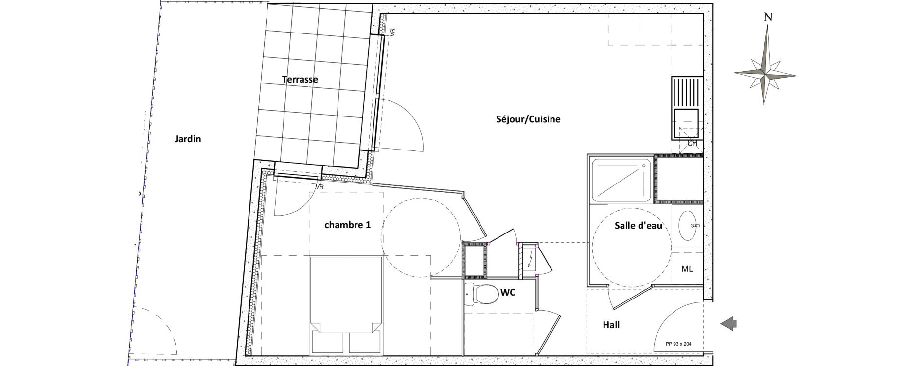Appartement T2 de 45,17 m2 &agrave; Villeurbanne Centre