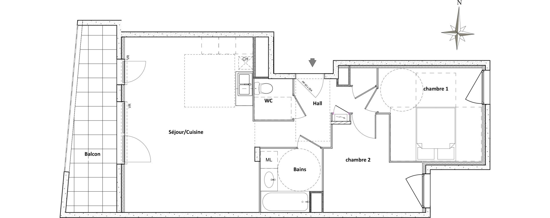 Appartement T3 de 62,04 m2 &agrave; Villeurbanne Centre