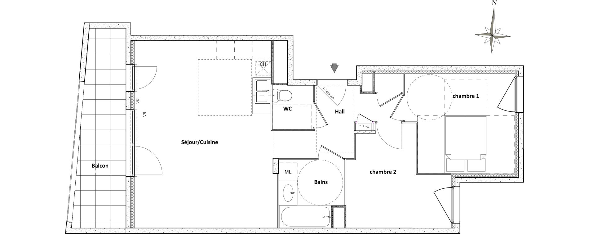 Appartement T3 de 62,04 m2 &agrave; Villeurbanne Centre