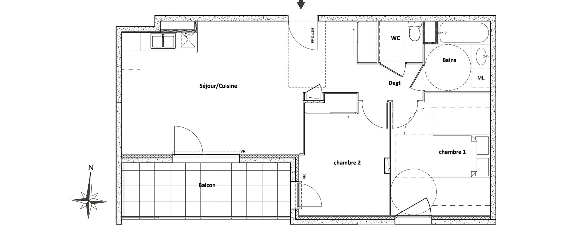 Appartement T3 de 62,16 m2 &agrave; Villeurbanne Centre