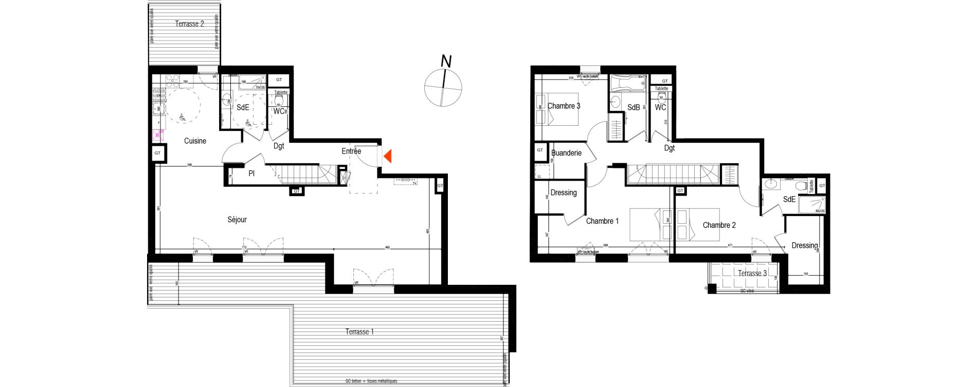 Duplex T5 de 140,34 m2 &agrave; Villeurbanne Fays-bon coin