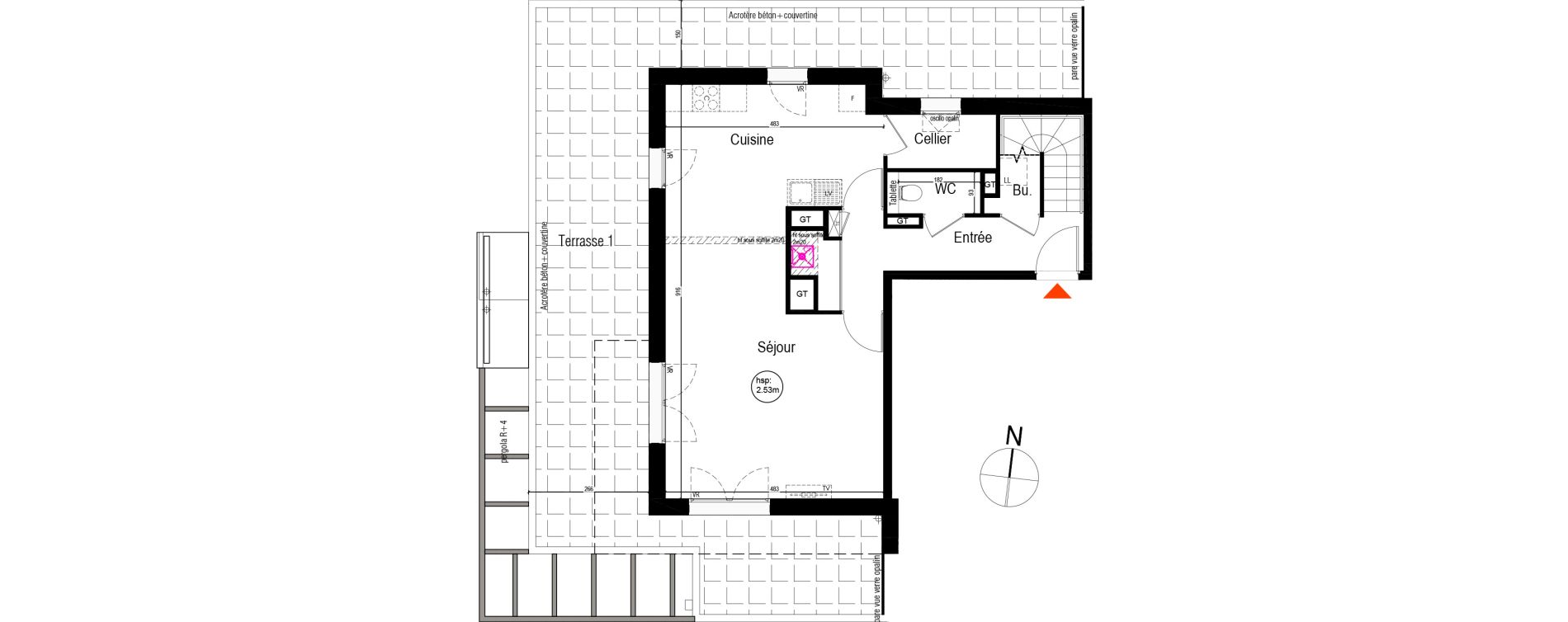Duplex T4 de 105,47 m2 &agrave; Villeurbanne Fays-bon coin
