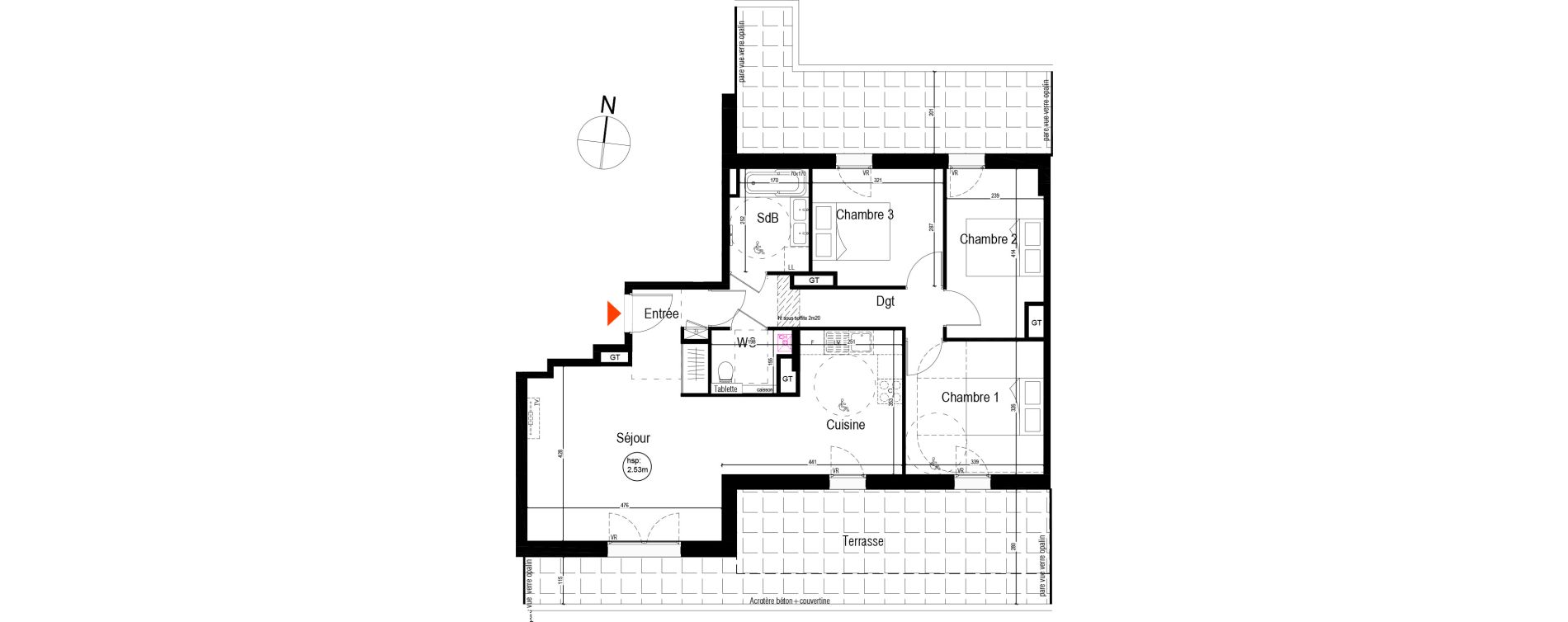 Appartement T4 de 78,38 m2 &agrave; Villeurbanne Fays-bon coin