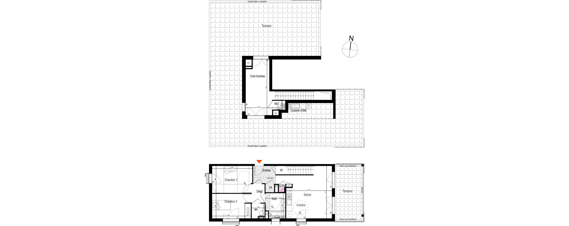 Duplex T4 de 77,03 m2 &agrave; Villeurbanne Fays-bon coin