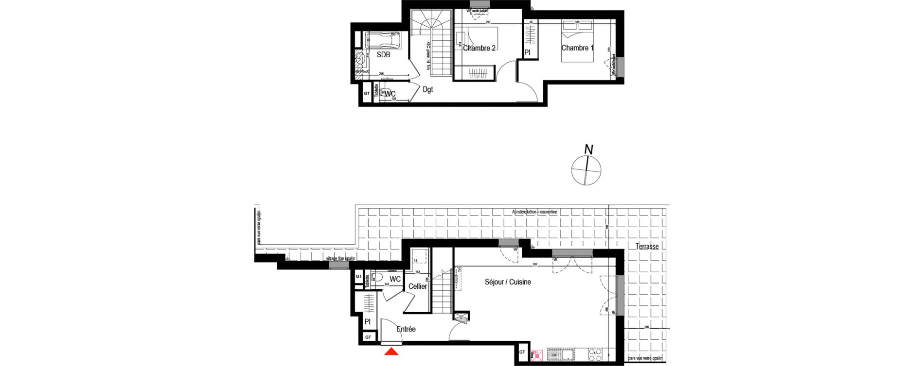 Duplex T3 de 74,82 m2 &agrave; Villeurbanne Fays-bon coin