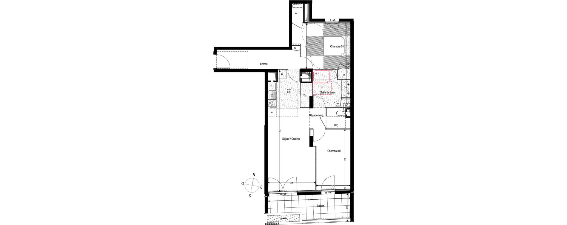 Appartement T3 de 67,36 m2 &agrave; Villeurbanne Buers - croix-luizet