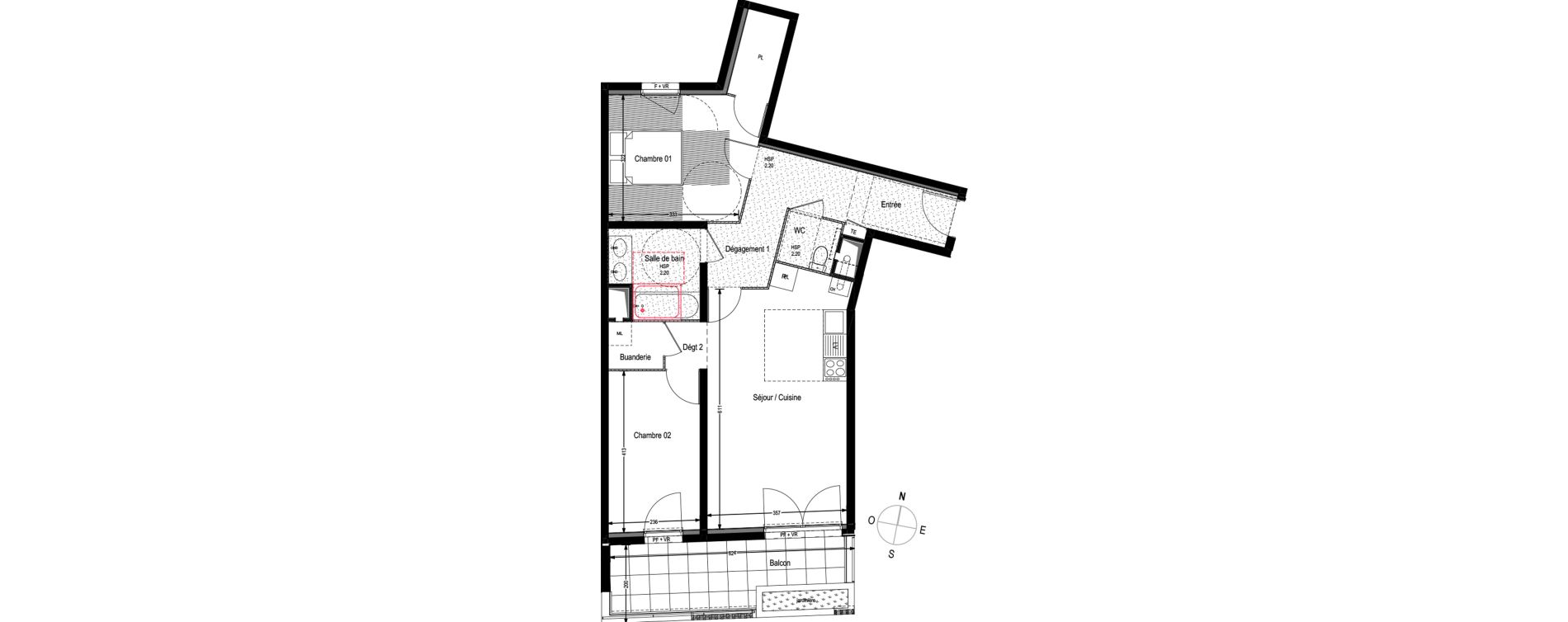 Appartement T3 de 66,79 m2 &agrave; Villeurbanne Buers - croix-luizet