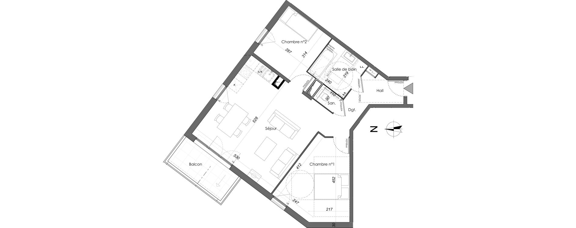 Appartement T3 de 64,57 m2 &agrave; Villeurbanne Cusset - bonnevay