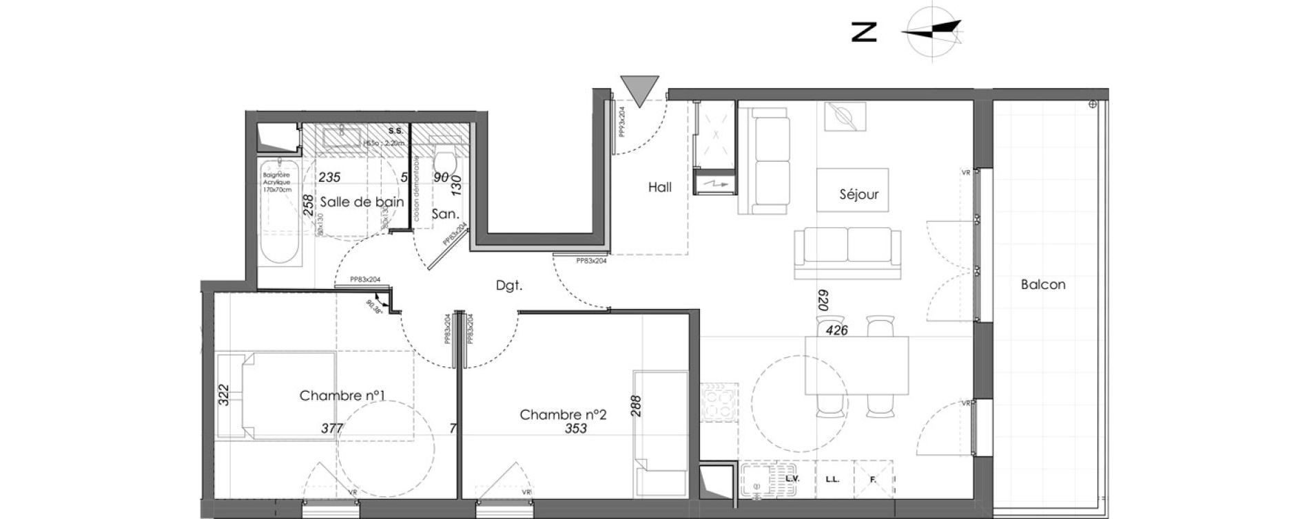Appartement T3 de 62,19 m2 &agrave; Villeurbanne Cusset - bonnevay