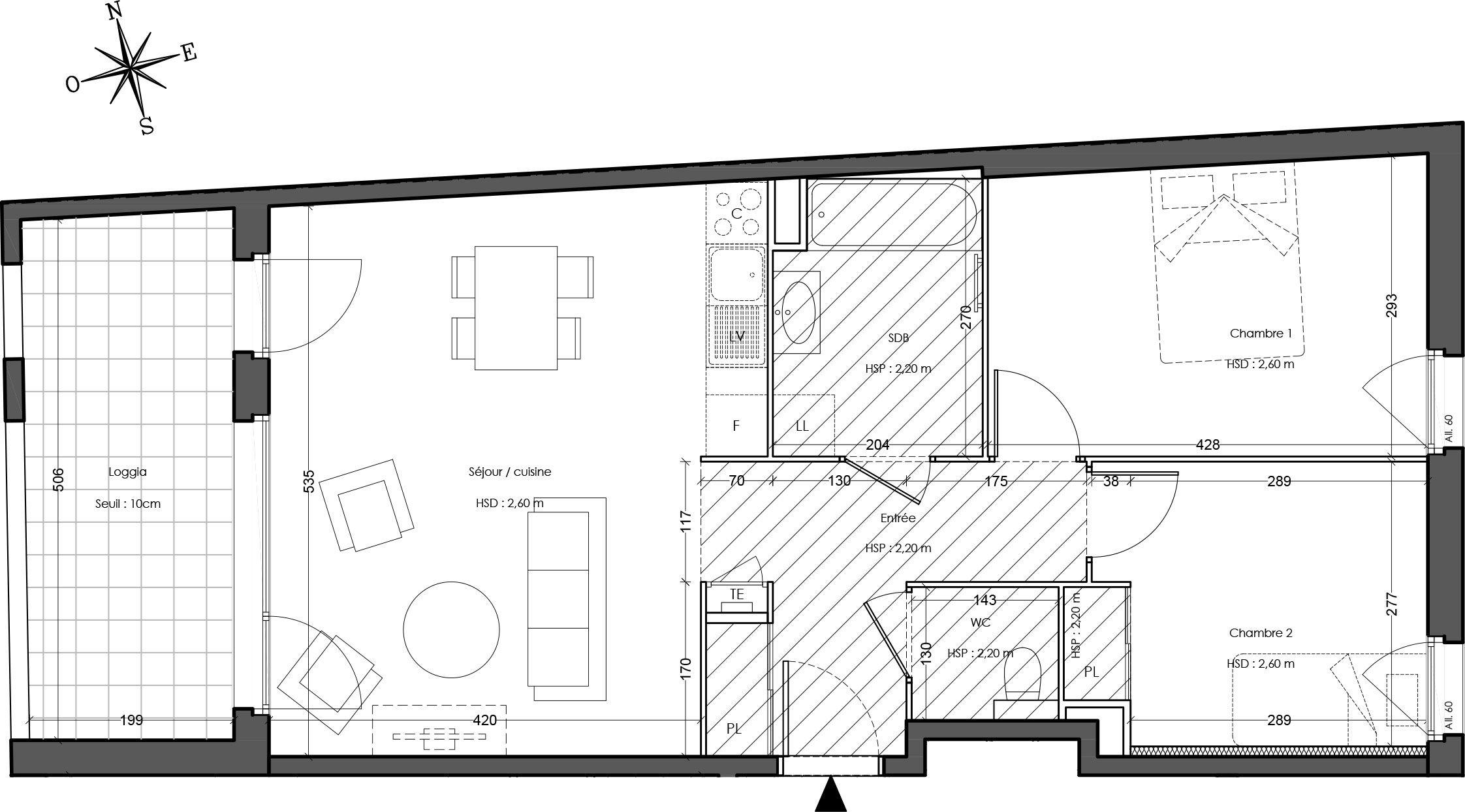 Plan Appartement T3 De 60 60 M² Neuf Résidence « N O U Nouvel Opus