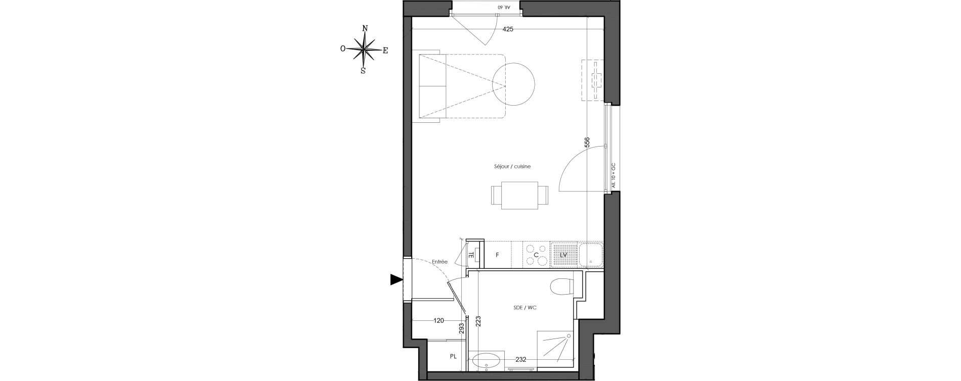 Appartement T1 de 31,00 m2 &agrave; Villeurbanne Cusset - bonnevay