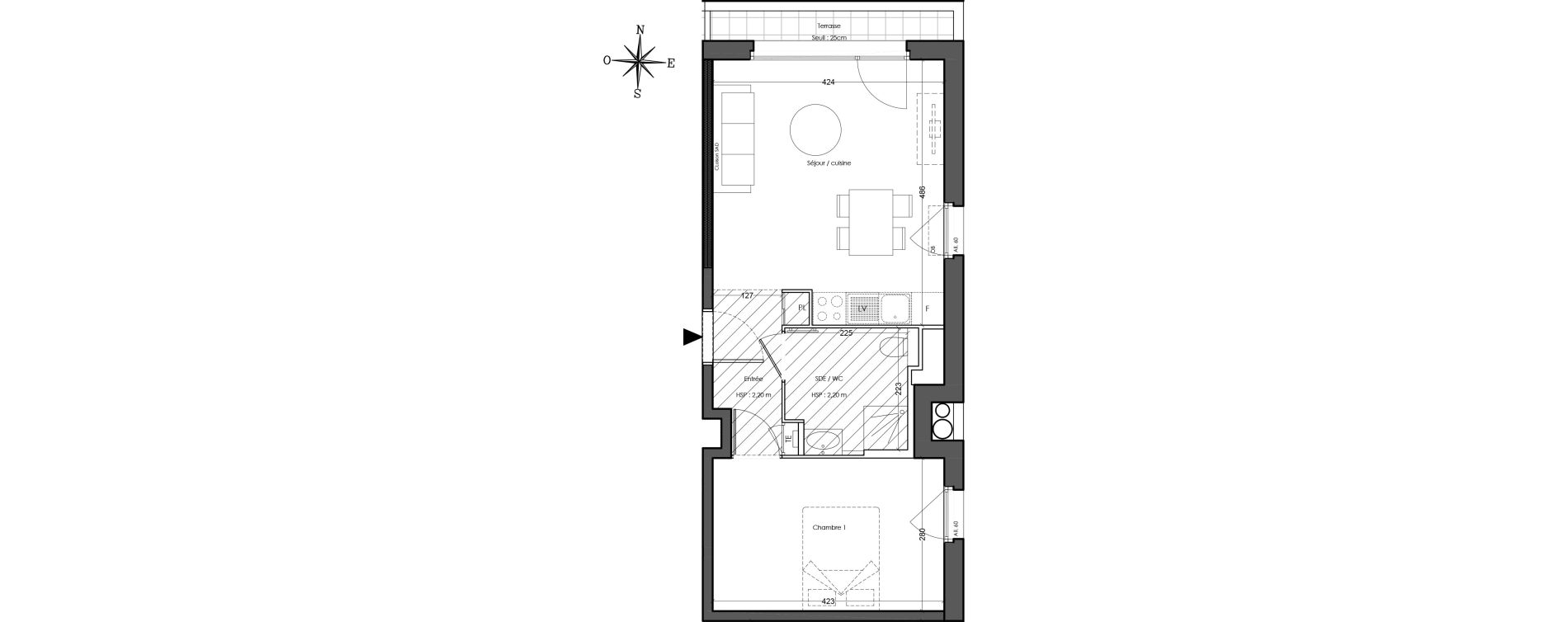Appartement T2 de 40,10 m2 &agrave; Villeurbanne Cusset - bonnevay