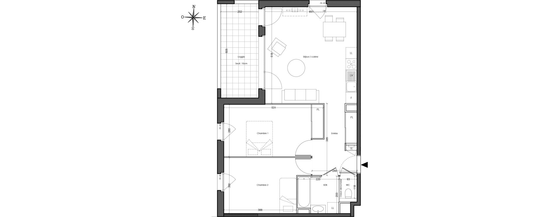 Appartement T3 de 64,70 m2 &agrave; Villeurbanne Cusset - bonnevay