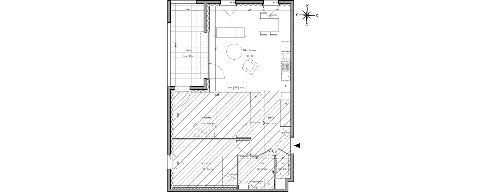 Appartement T3 de 64,30 m2 &agrave; Villeurbanne Cusset - bonnevay