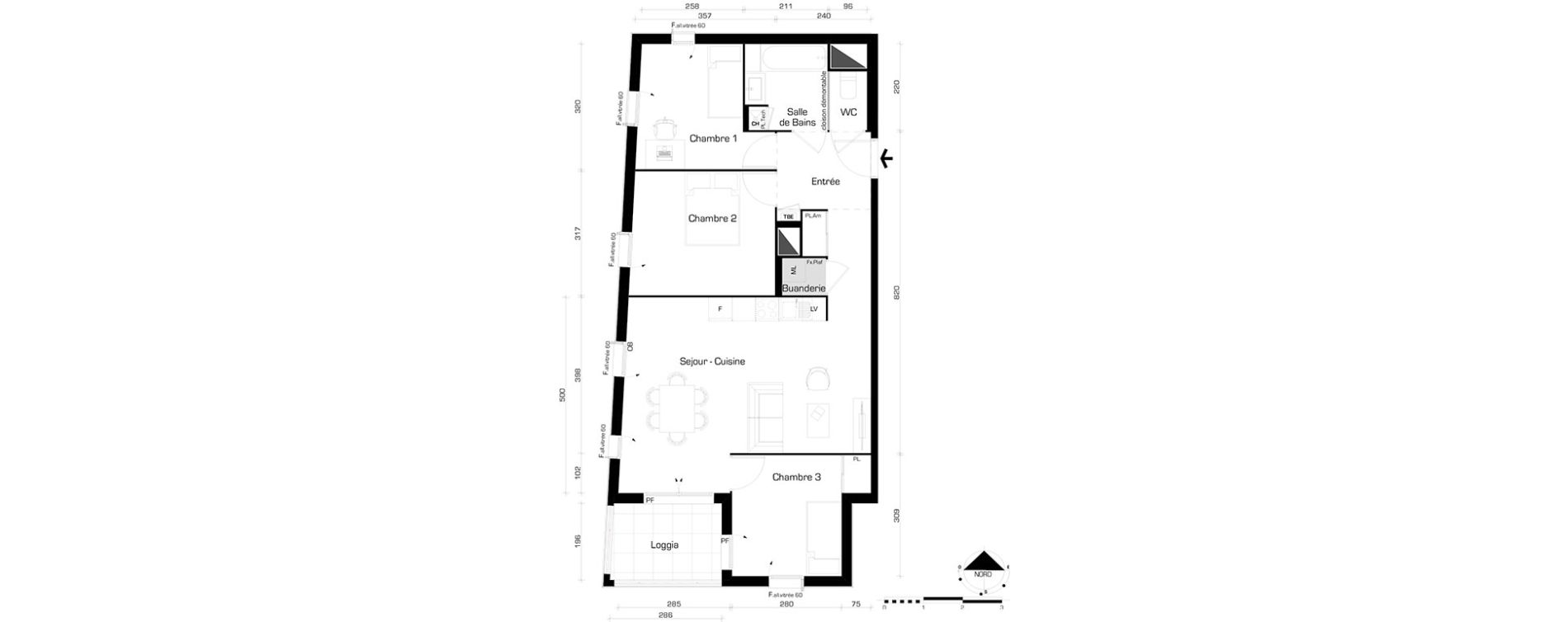Appartement T4 de 73,19 m2 &agrave; Villeurbanne Buers - croix-luizet