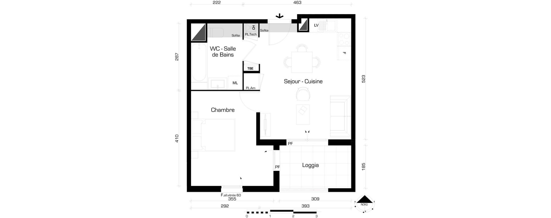 Appartement T2 de 40,30 m2 &agrave; Villeurbanne Buers - croix-luizet