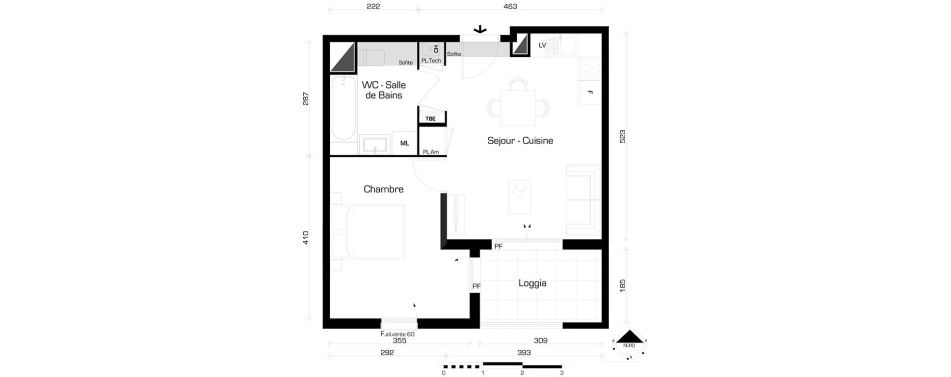 Appartement T2 de 40,30 m2 &agrave; Villeurbanne Buers - croix-luizet