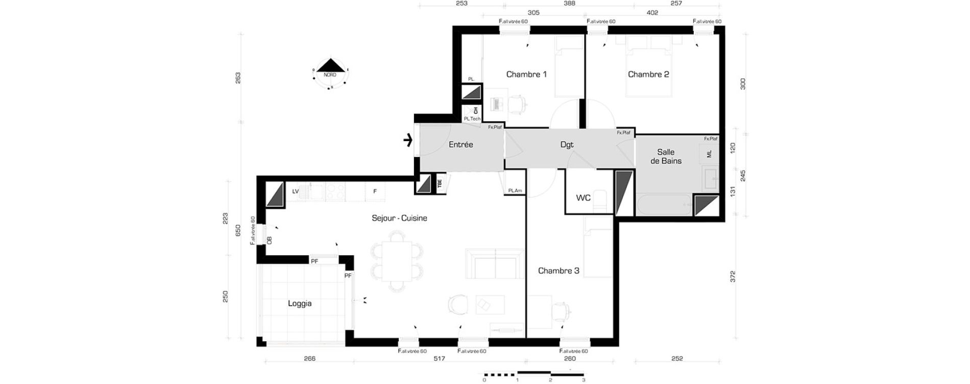 Appartement T4 de 78,60 m2 &agrave; Villeurbanne Buers - croix-luizet