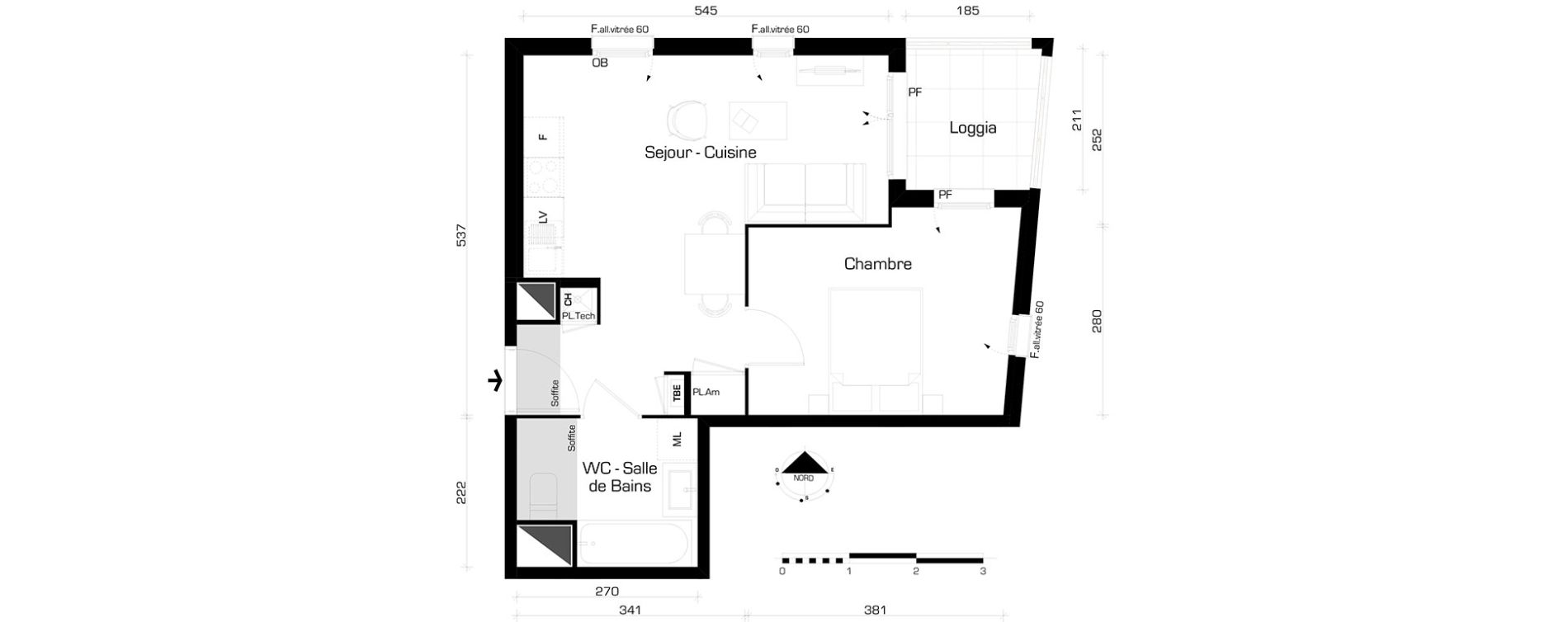 Appartement T2 de 39,48 m2 &agrave; Villeurbanne Buers - croix-luizet
