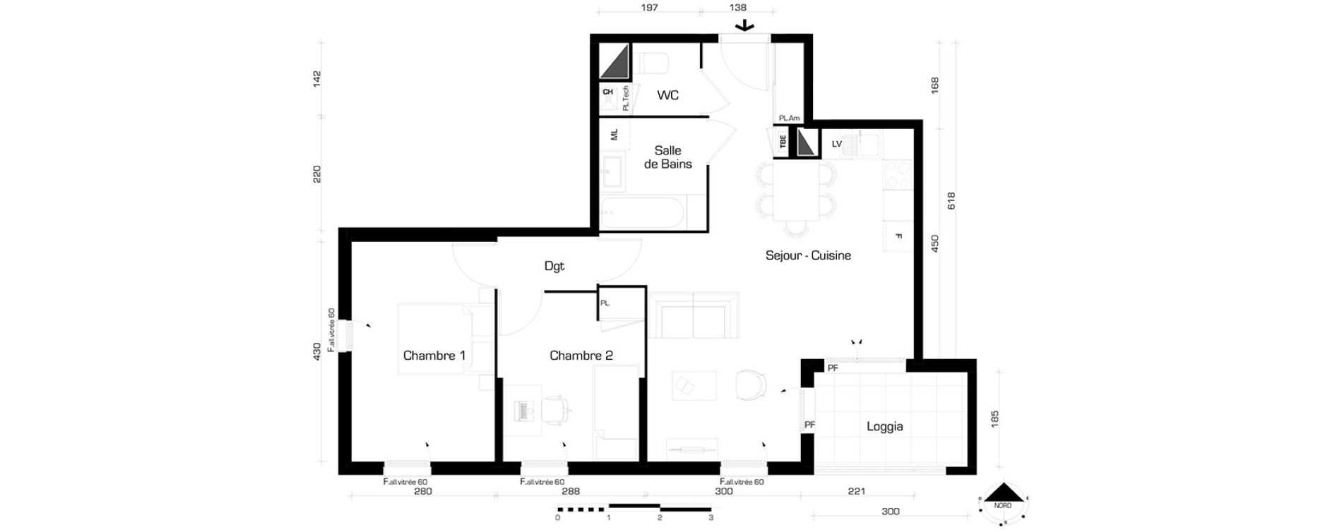Appartement T3 de 60,83 m2 &agrave; Villeurbanne Buers - croix-luizet