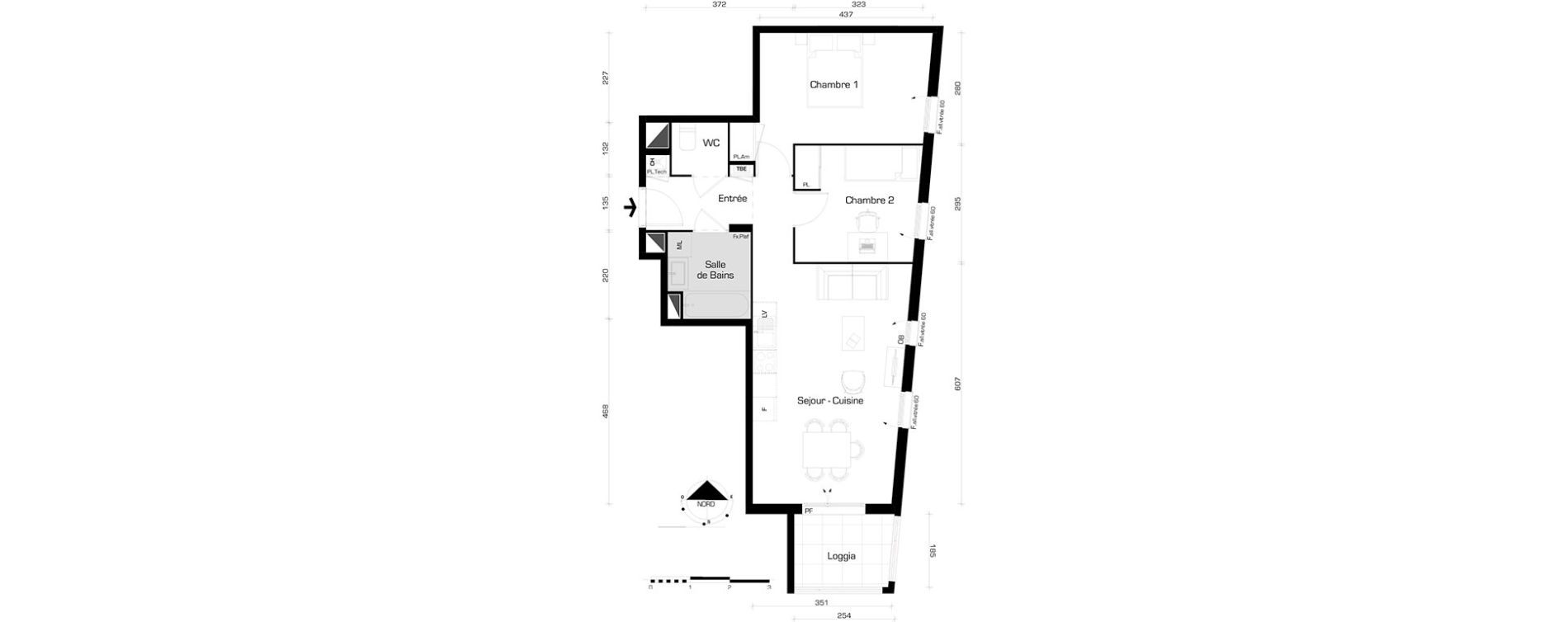 Appartement T3 de 57,71 m2 &agrave; Villeurbanne Buers - croix-luizet